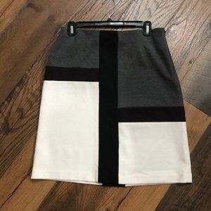 Purple Black Gray and White Color Block Skirt